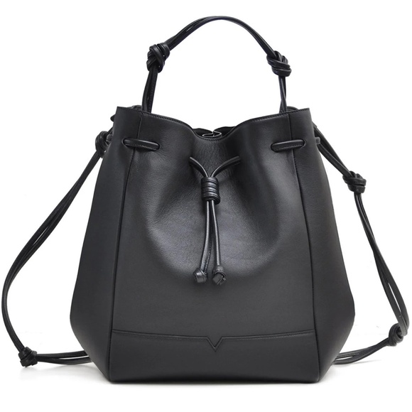 VON HOLZHAUSEN Large Black Vegan Leather The Bucket Backpack - Picture 5 of 9